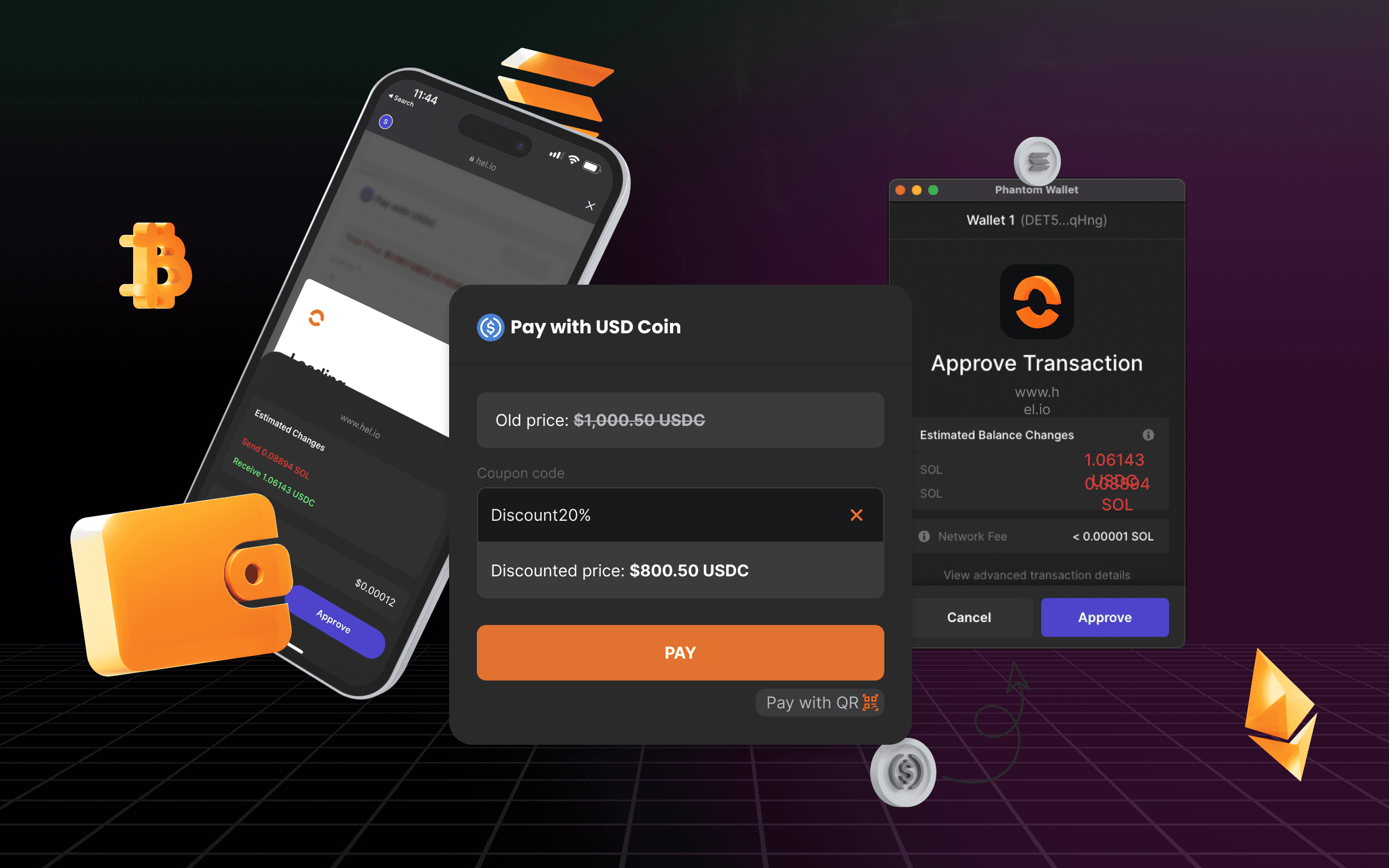 USDC stablecoin payment interface
